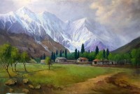 Aurangzib Hanjra, 30 x 40 Inch, Oil on Canvas, Landscape Painting, AC-AZH-021